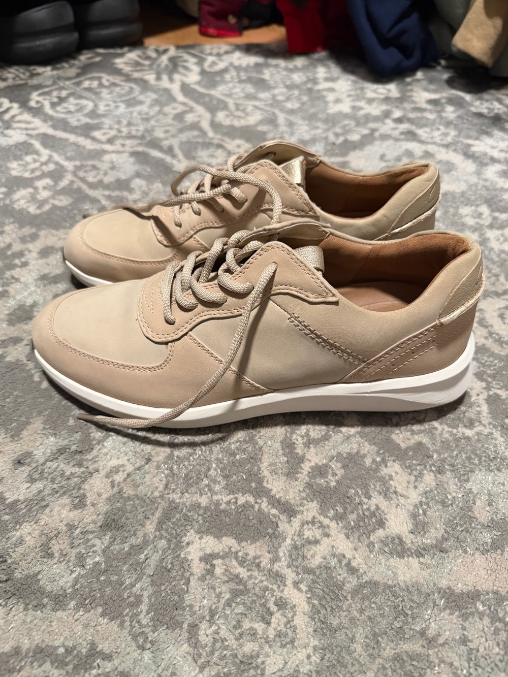 Clarks Women's Beige Lace-Up Structured Sneakers